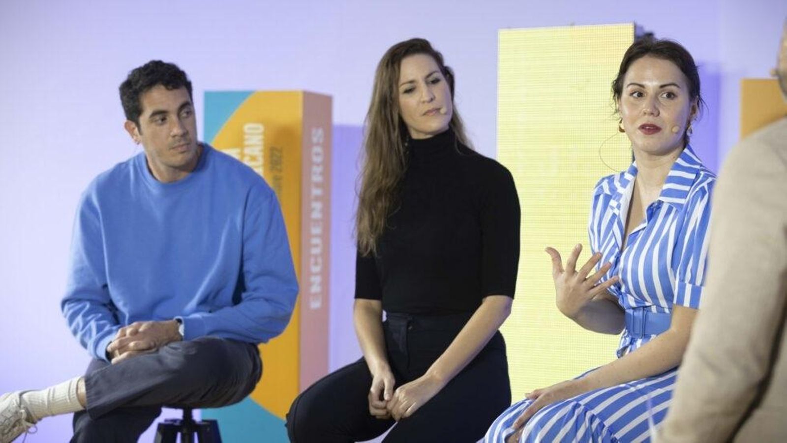 Equipo de 'Receta no incluida': Juliana Maite (directora.), Marietere Vélez (actriz), Gabriel Leyva (actor)