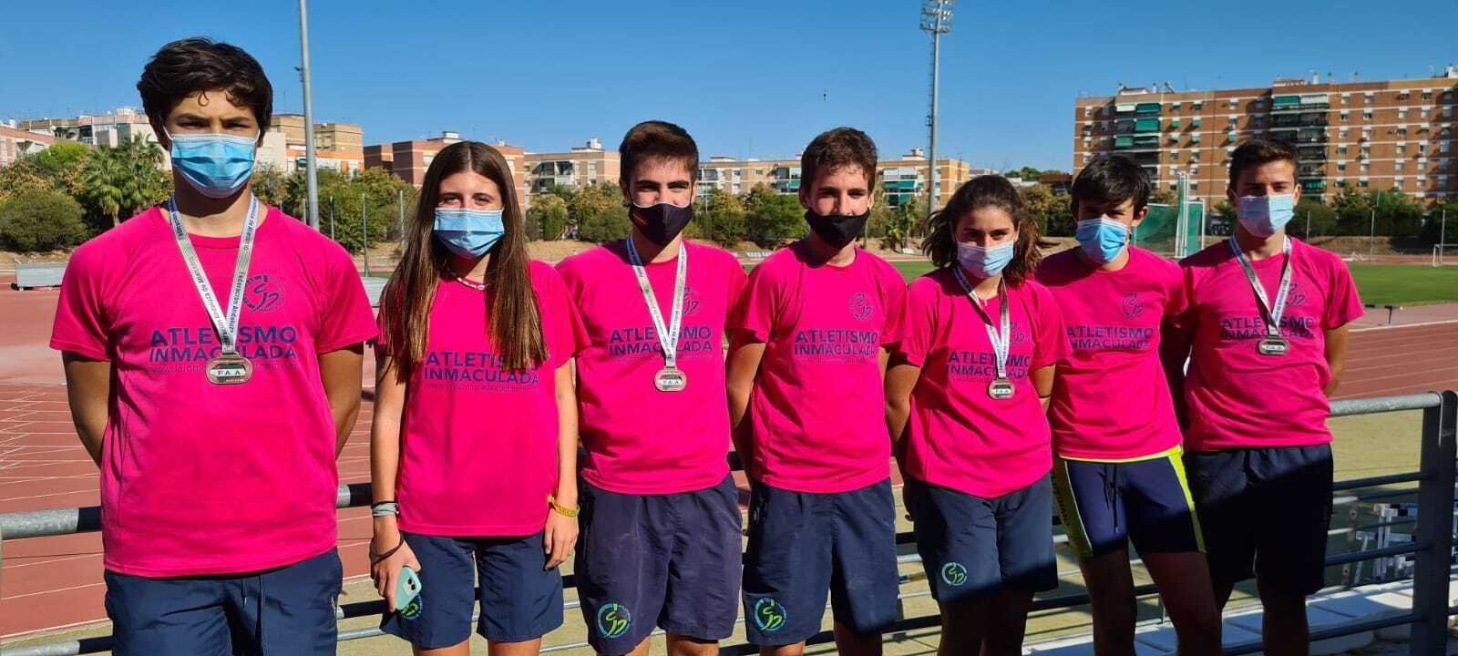 El equipo del Inmaculada, con sus cuatro medallistas.
