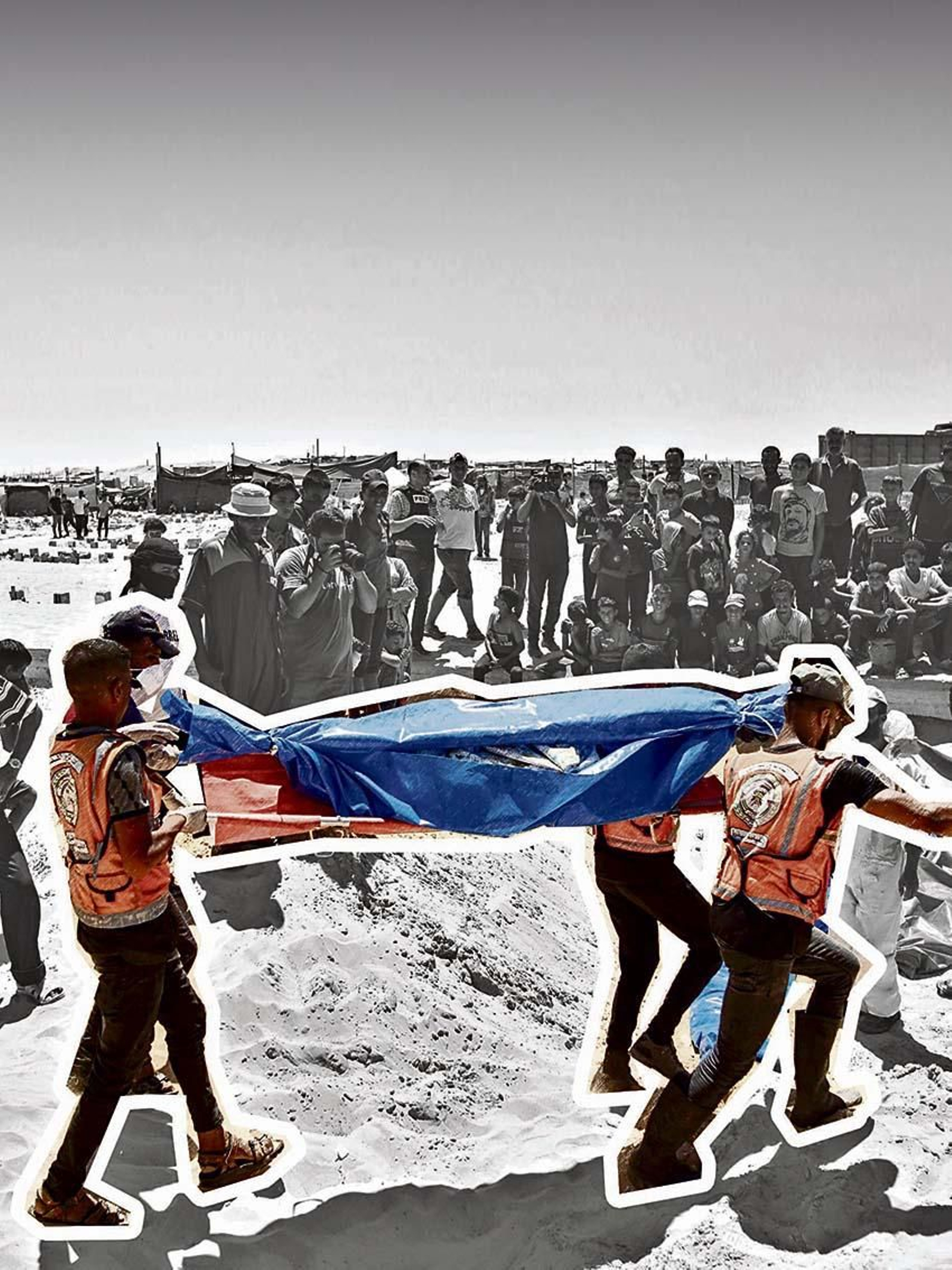 El cadáver de un gazatí es trasladado en las afueras de Ciudad de Gaza.