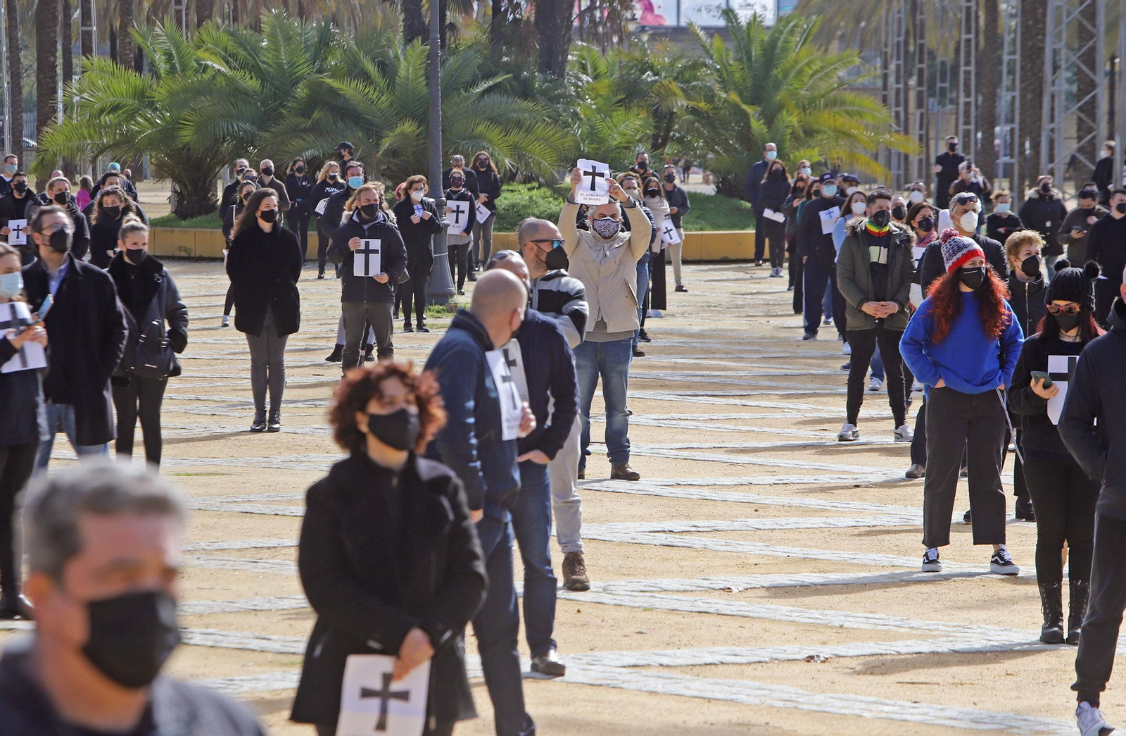 Contentración de los autónomos en el González Hontoria.