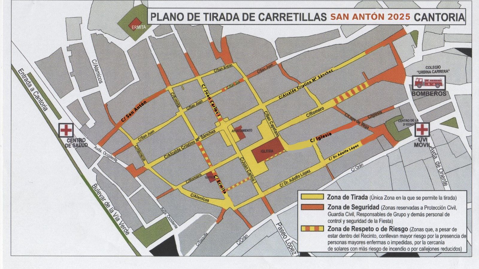 Plano de tirada de carretillas para las fiestas de San Antón 2025
