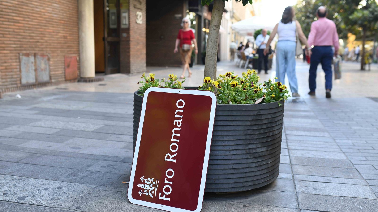 Cartel de Foro Romano antes de ser colocado.