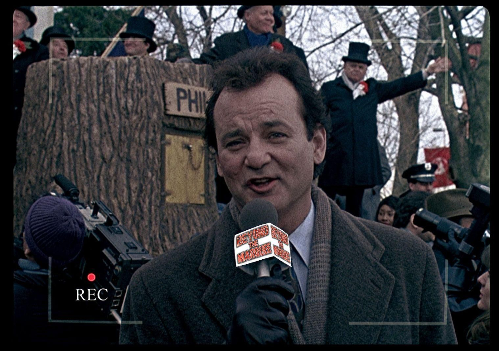 Phil Connors (Bill Murray) en la retransmisión de Punxsutawney en 'Atrapado en el tiempo'