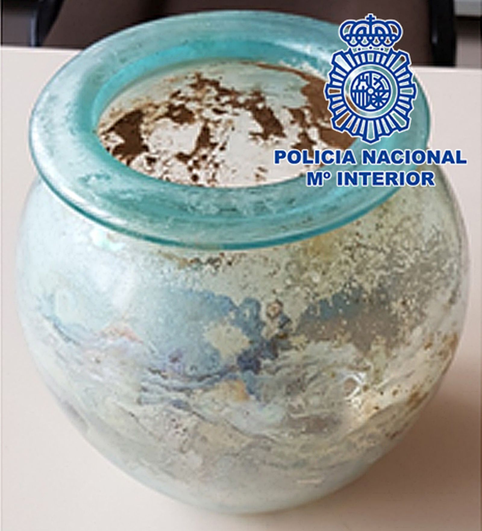 Una urna funeraria romana de vidrio