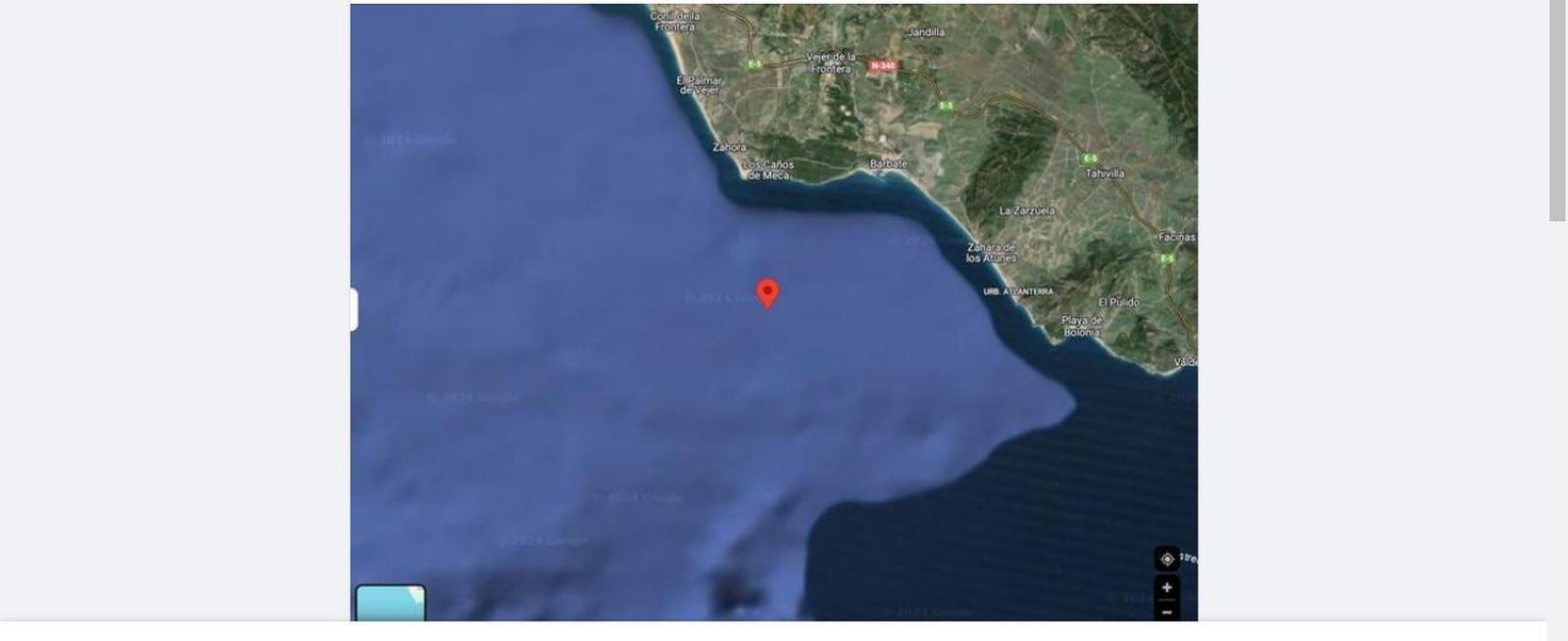 Lugar donde fue atacado en el velero.