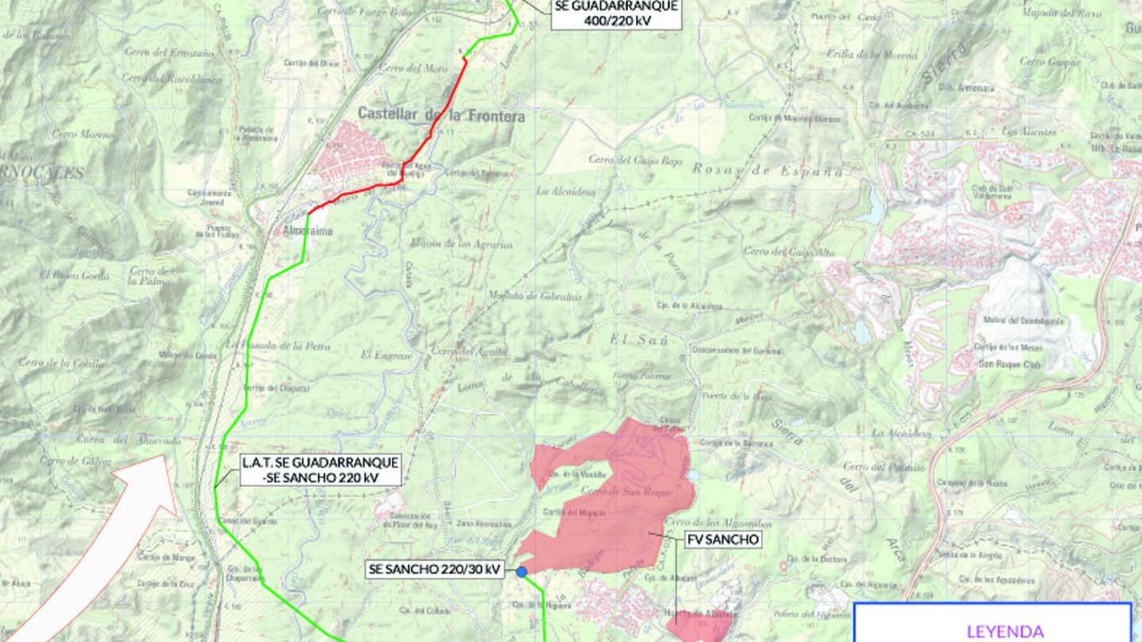 Ubicación de la planta fotovoltaica propuesta por Cepsa en San Roque