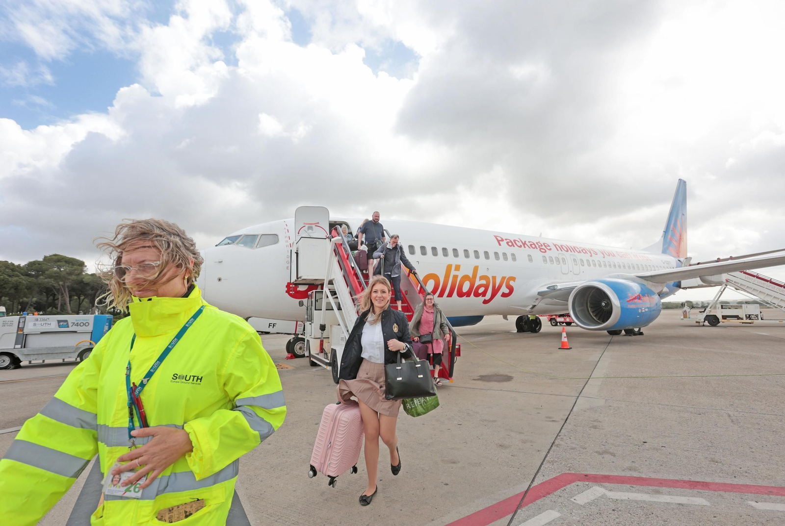 La llegada del primer vuelo de Jet2 al aeropuerto de Jerez en imágenes