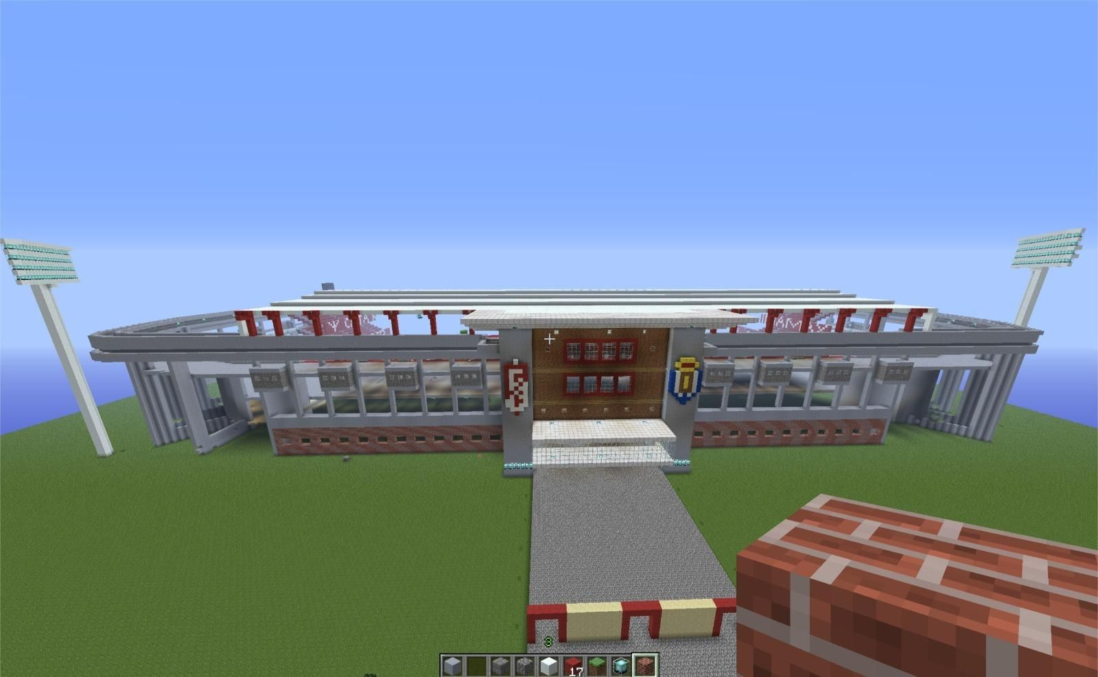 Imagen aérea del Estadio Los Cármenes en Minecraft