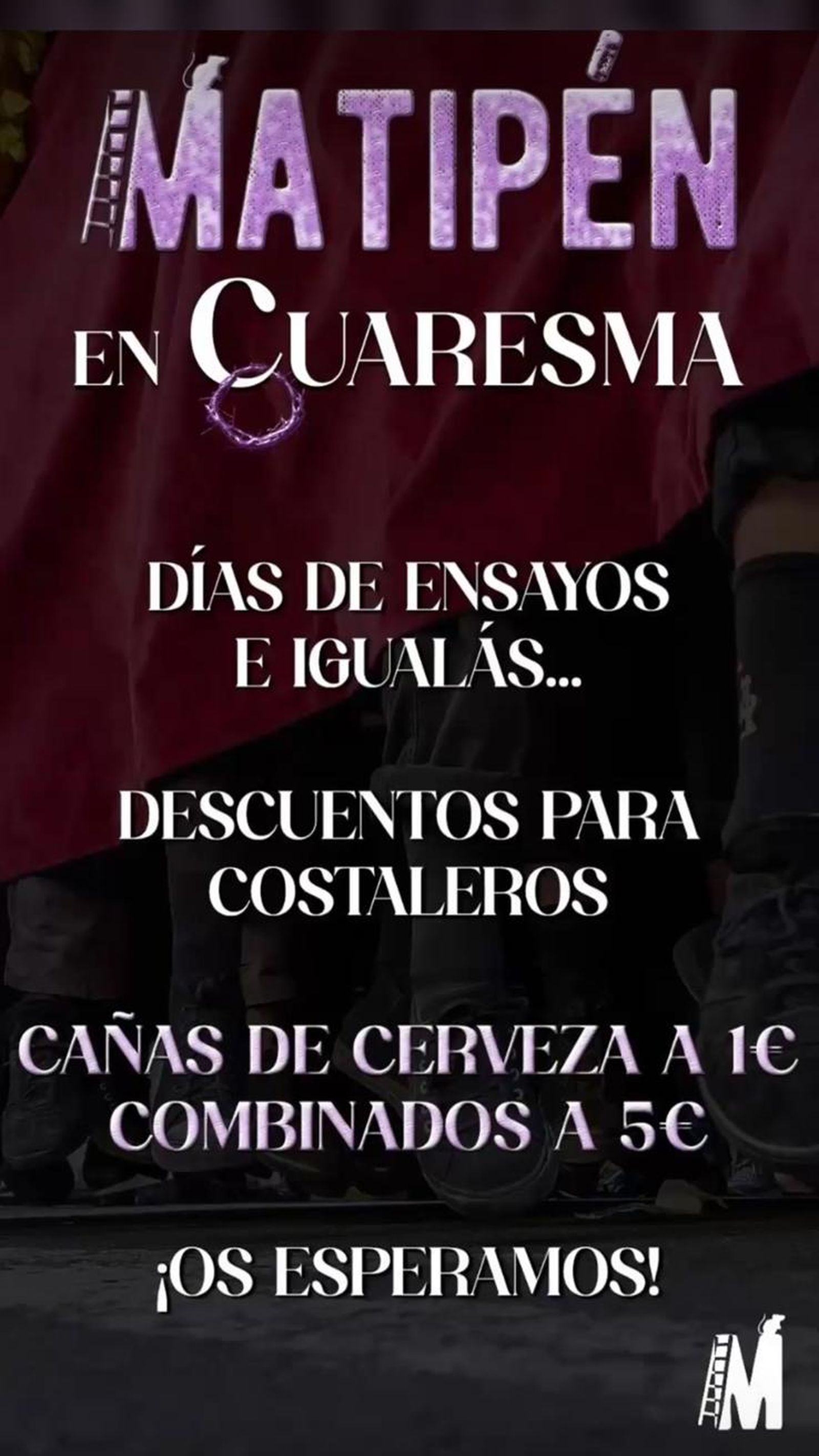 Cartel de Matipén anunciado los descuentos a los costaleros en Cuaresma. (Jerez).