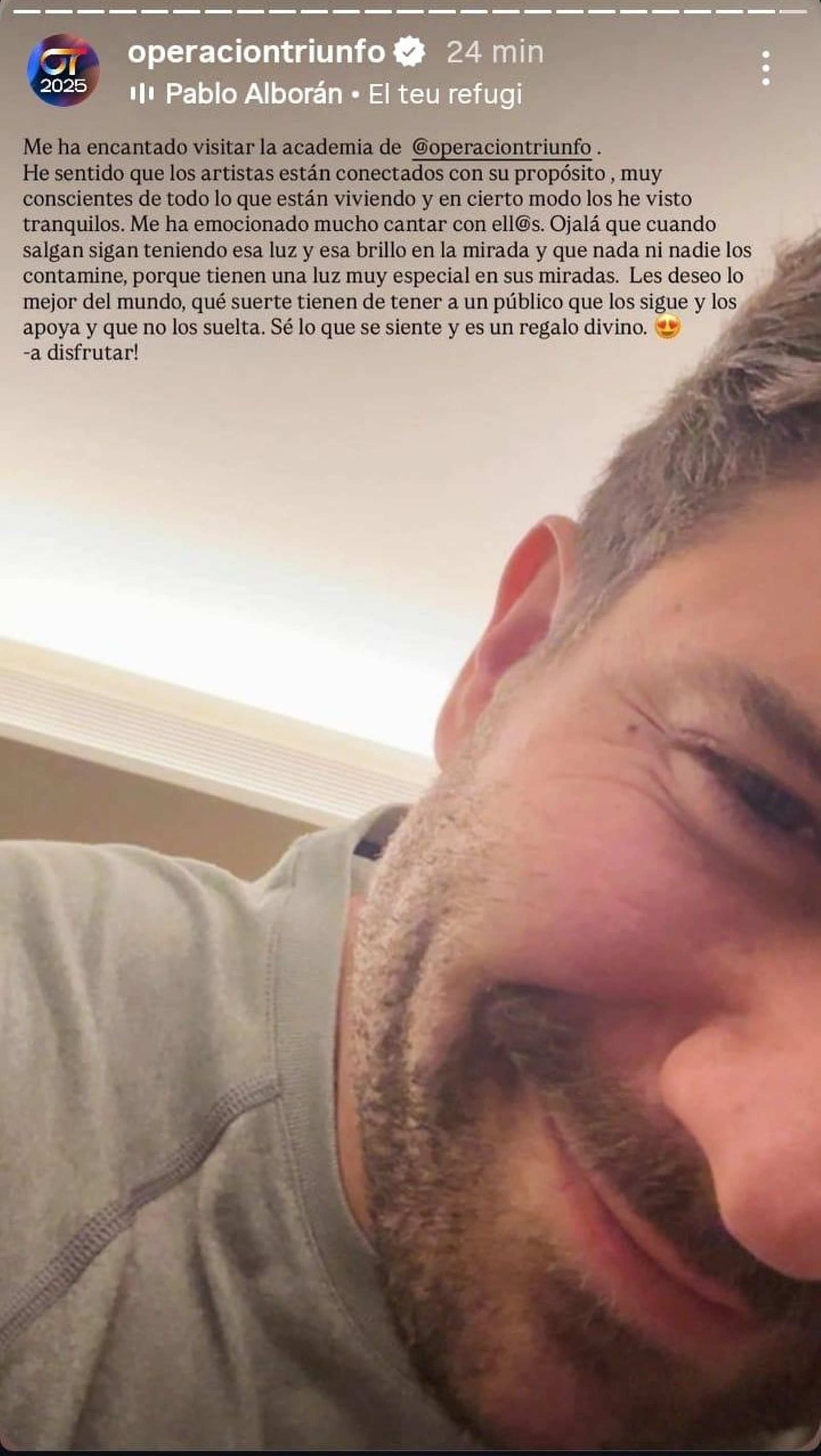 El storie de Pablo Alborán.