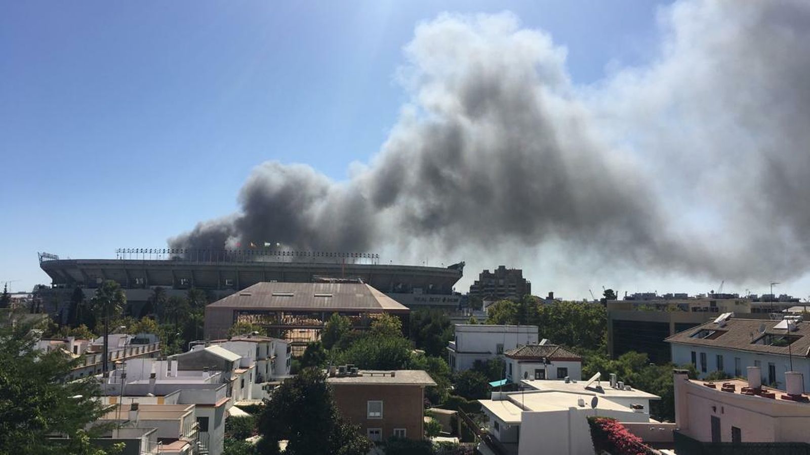 La columna de humo vista desde Bami.