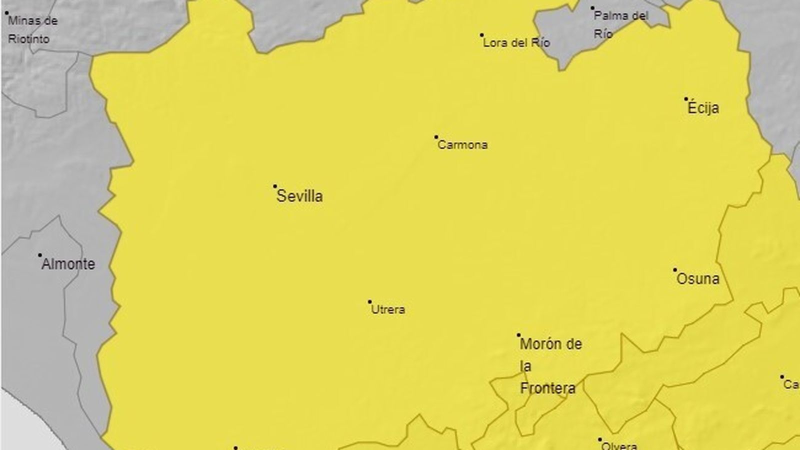 Aviso amarillo en la provincia