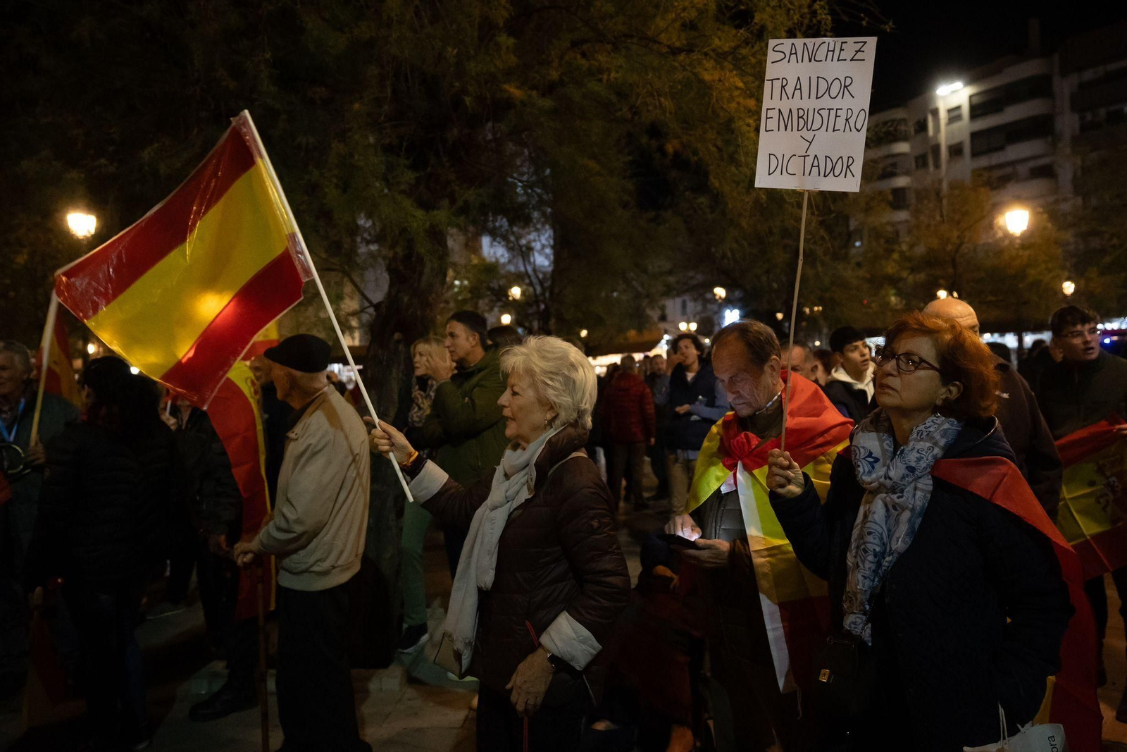 Manifestación contra la amnistía por las calles de Granada