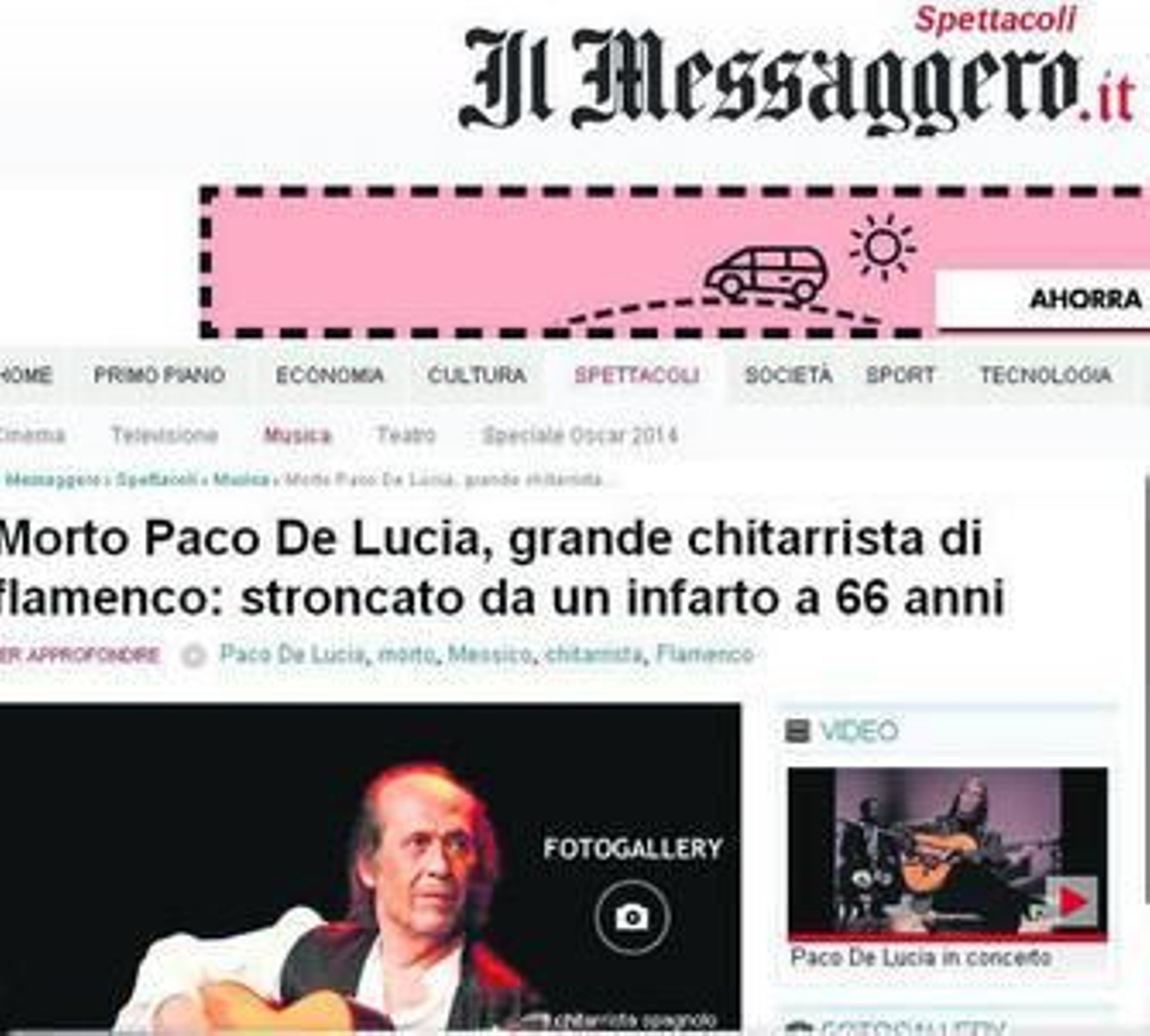 Imagen del diario italiano 'Il Messaggero'.