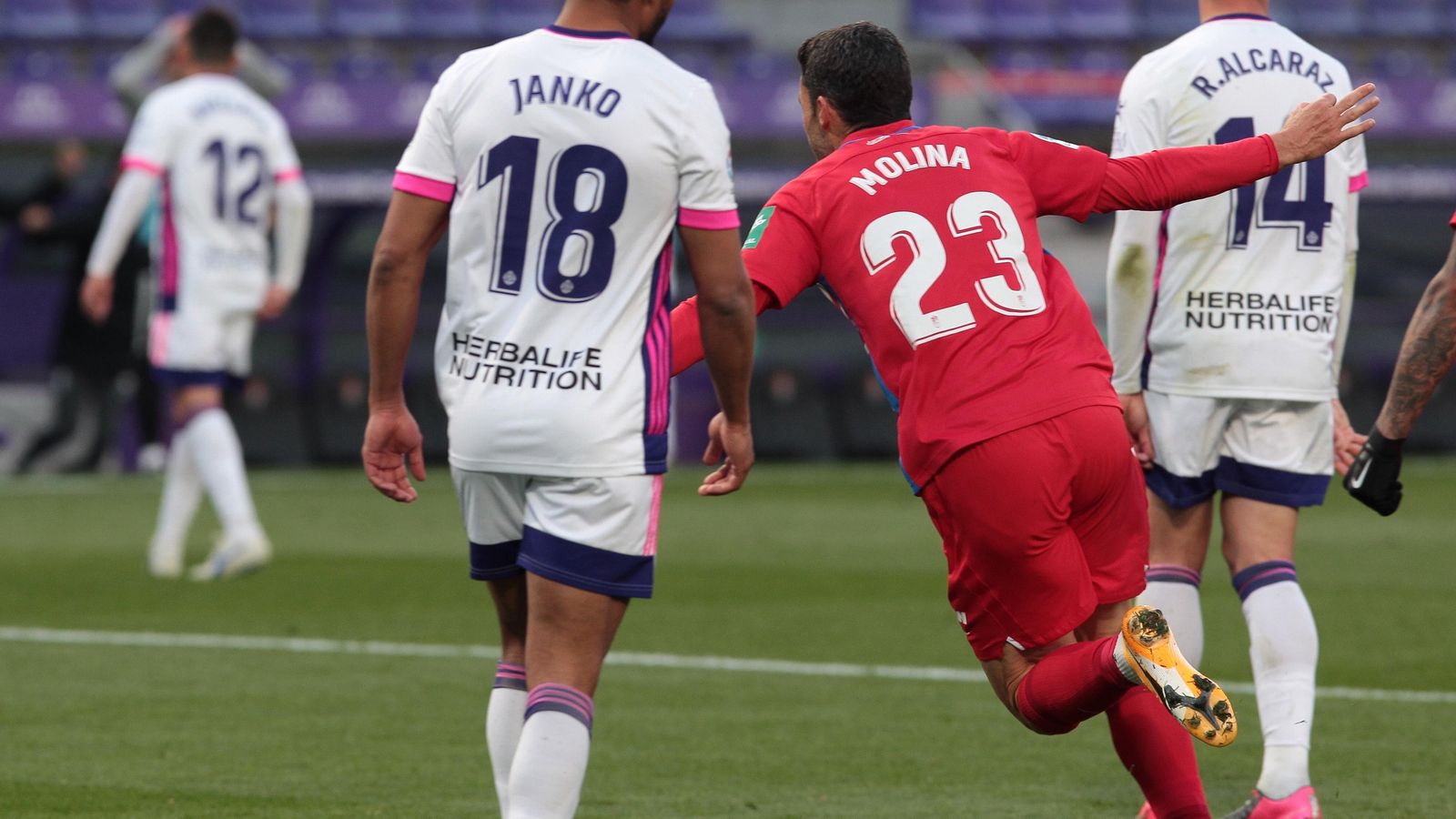 Jorge Molina celebra el tanto del empate del Granada CF.