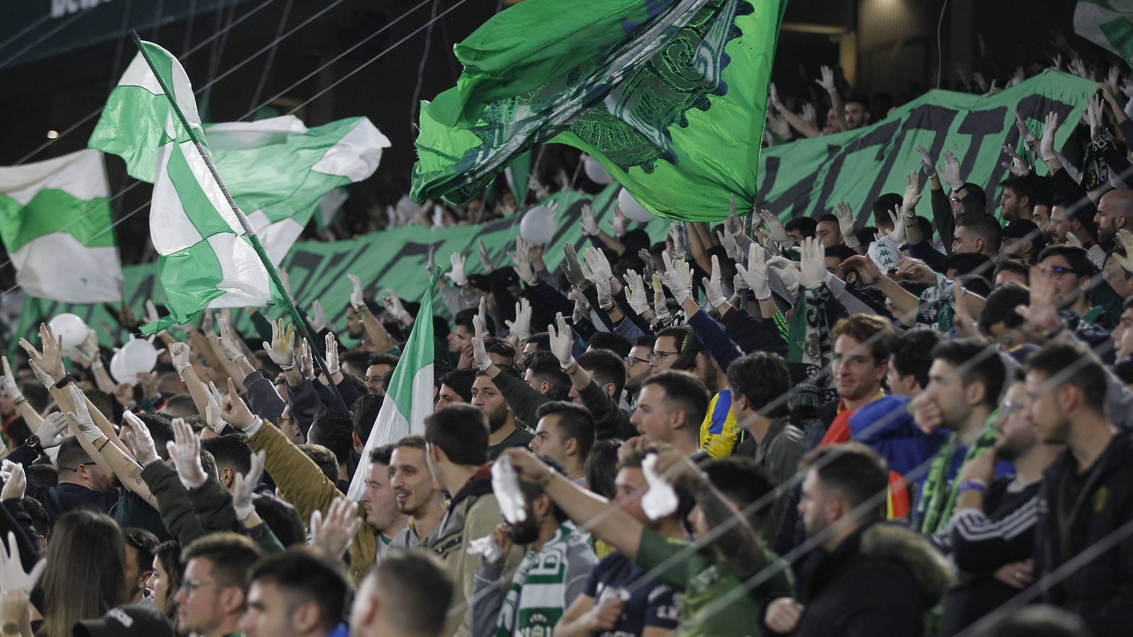 Aficionados del Betis en la grada del Villamarín.
