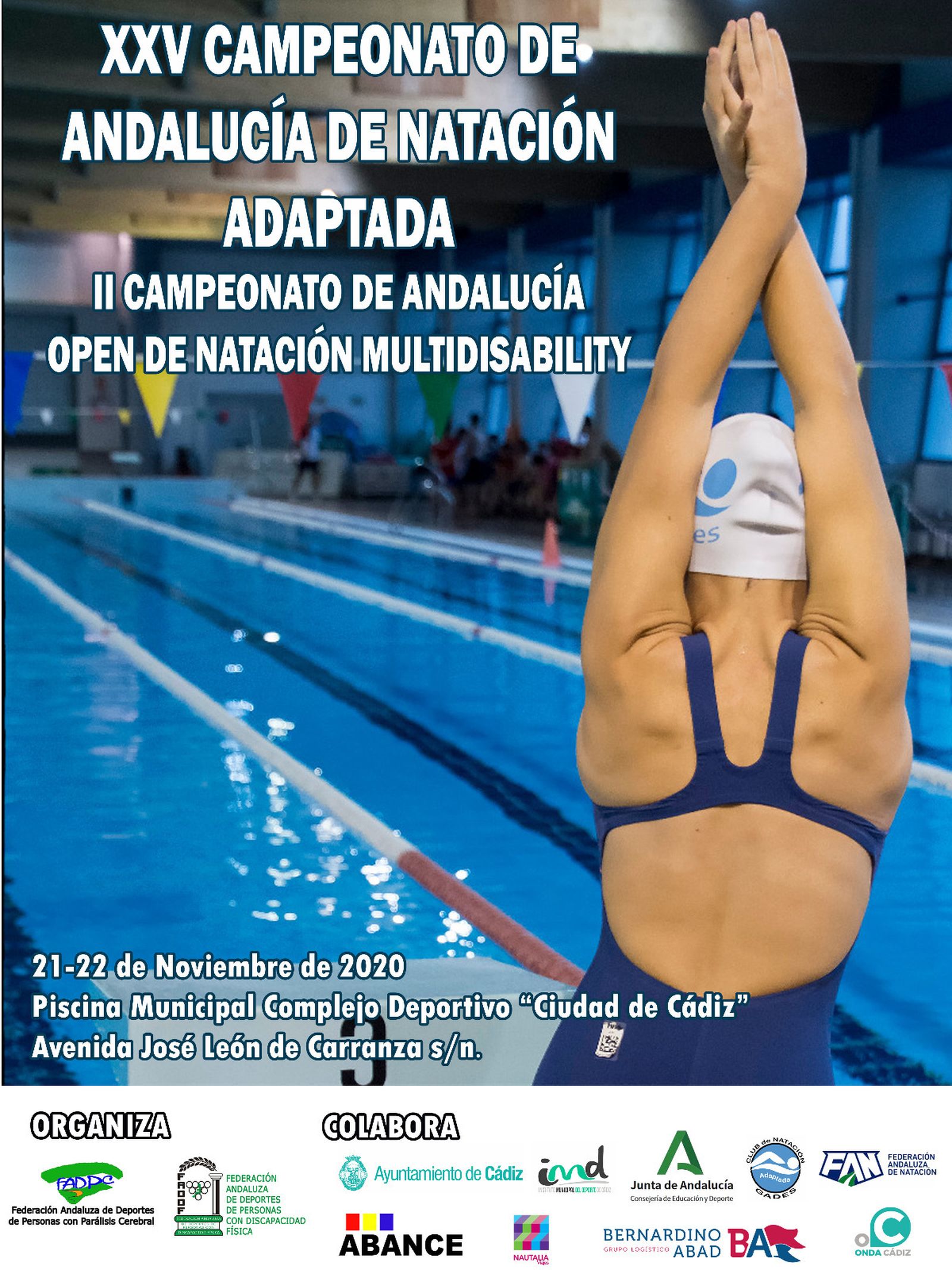 Cartel del evento deportivo que se celebra en Cádiz.